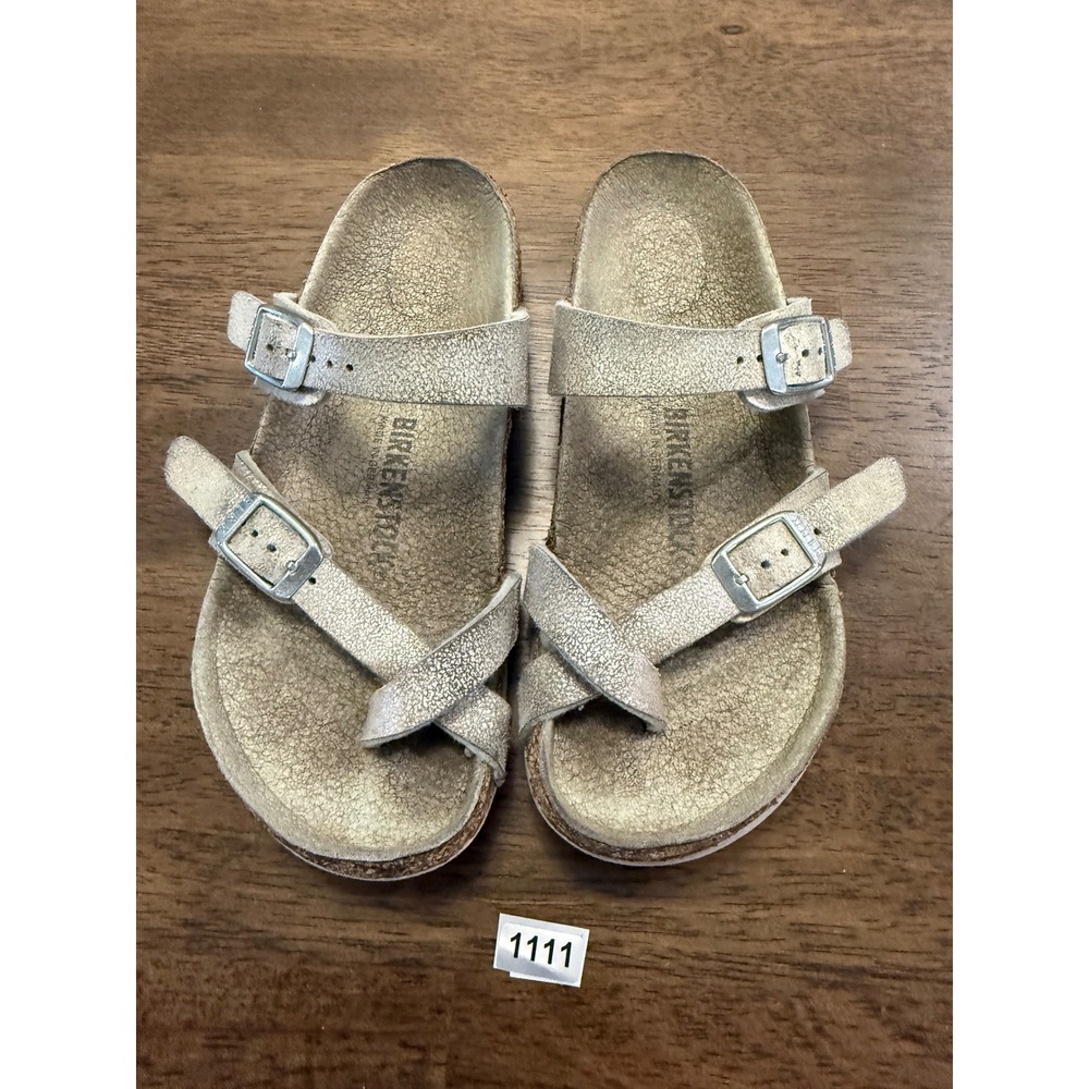 Birkenstock Mayari Kids Sandals Silver Metallic Crackle EU 30 US 12-12.5 Buckle
